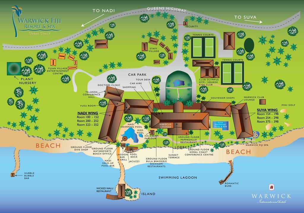 Hotel The Warwick Fiji Korolevu  Exterior foto Map of the resort
